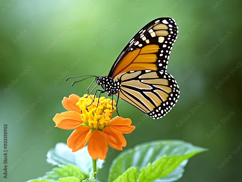 Obraz premium Monarch butterfly on orange flower.