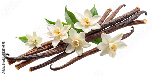 Wallpaper Mural Dried vanilla sticks with vanilla flowers, isolated on white. clipping path Torontodigital.ca