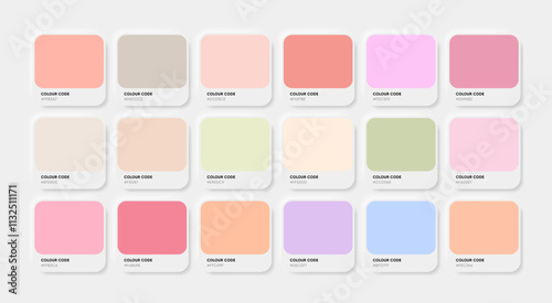 Colors palette template, pastel color guide palette with color HEX codes for paint, web ui, design etc.