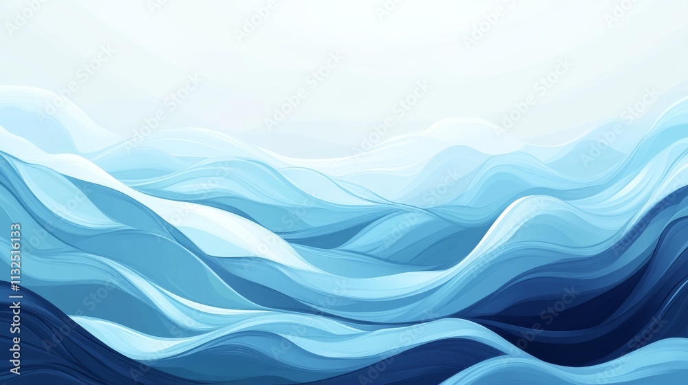 Fototapeta premium Abstract blue wavy background creating a sense of serenity and calm