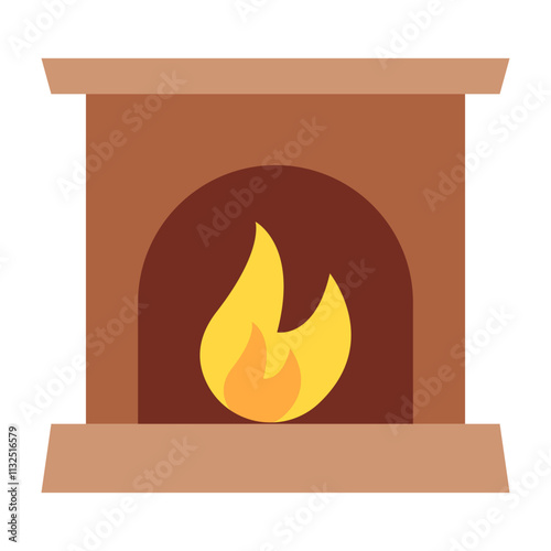 Fireplace Vector Flat Icon Design