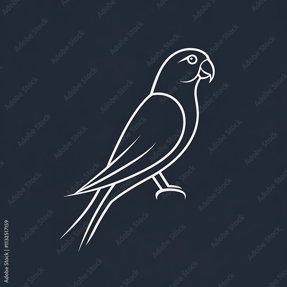 Fototapeta premium Sleek and Minimalist Parrot Logo Design Featuring Simple Lines and Elegant Form for Modern Branding Applications