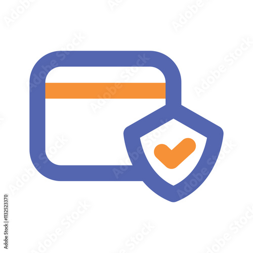 The image depicts a stylized icon representing a secure credit card payment transaction.