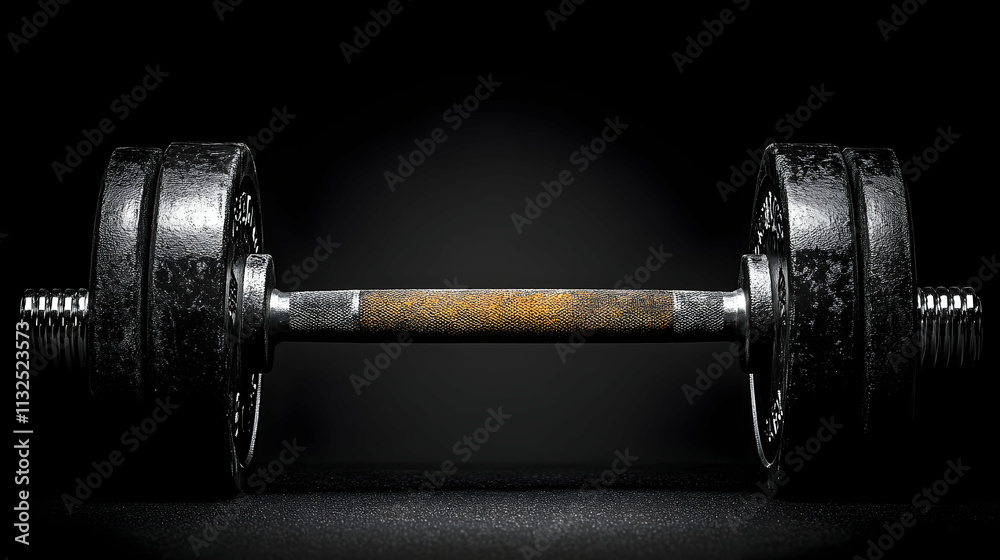 Fototapeta premium Vintage Dumbbell, Strength Training Equipment on Dark Background