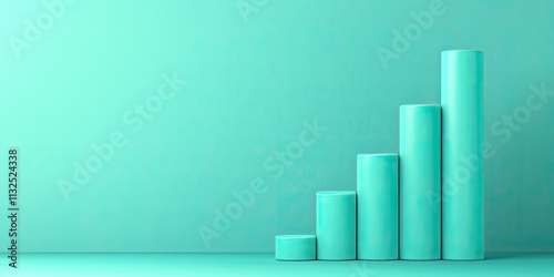 SEO relevance concept. Graphical representation of increasing data values in a serene aqua tone.