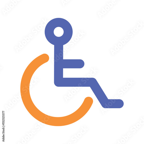 The image shows a pixelated icon of a person in a wheelchair symbolizing disability and accessibility.