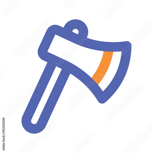 A low resolution pixel art image depicting a blue and orange boomerang weapon design suitable for video game assets.