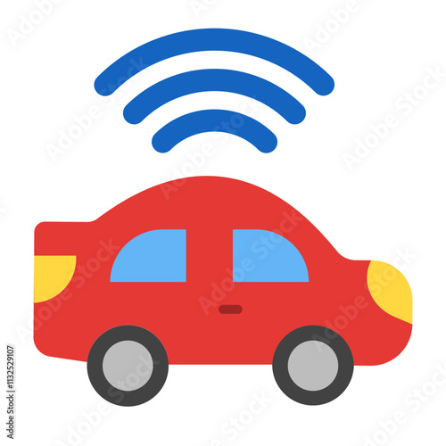 Autonomous Car Vector Flat Icon Design Design