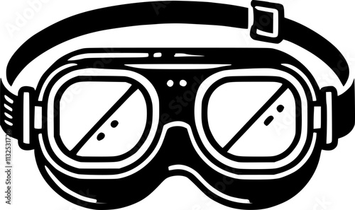 Diving googles silhouette on white background, vector design, possibly for graphic design or illustration purposes.	