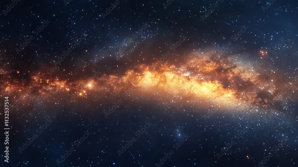 Obraz premium Vast outer space night sky featuring a brilliant galaxy and countless stars, showcasing the majestic beauty of the universe as a mesmerizing celestial background