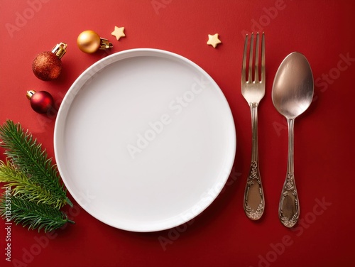 christmas table setting with christmas decorations