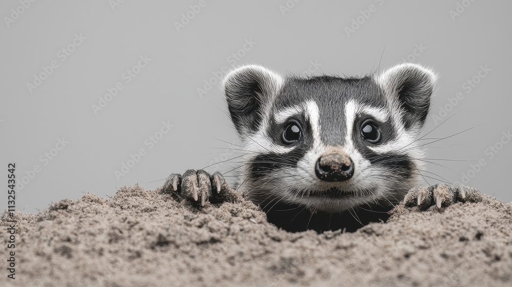 Obraz premium Curious animal peeking from the sand in a playful manner.