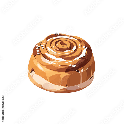 Cinnamon Roll Vector Art Style Illustration Isolated