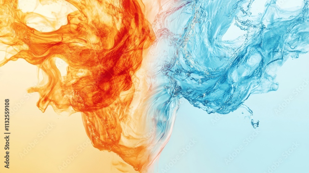 Fototapeta premium Hot and cold water mixing together creating abstract shapes