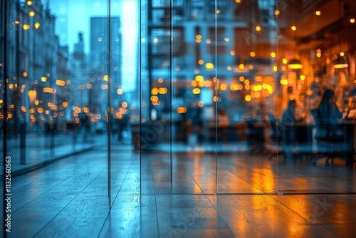 Wallpaper Mural A hazy view of an office space with employees working behind a glass partition. Torontodigital.ca