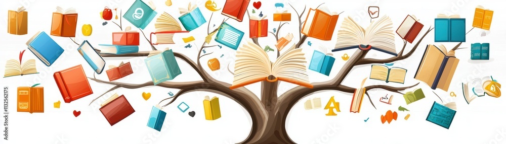 Obraz premium Tree of Knowledge Books and Learning Concept.