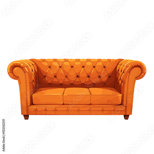 Chesterfield Sofa Vector Art Style Illustration Isolated