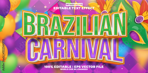 Brazilian Carnival editable text effect in modern trend style