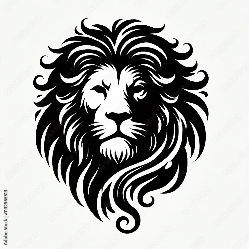 Fototapeta premium Lion Animal head silhouette on white background
