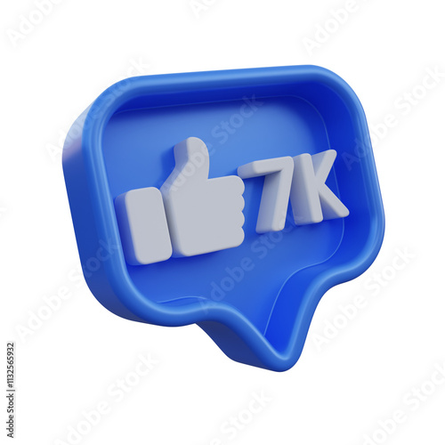 7k like notification 3D Illustration photo