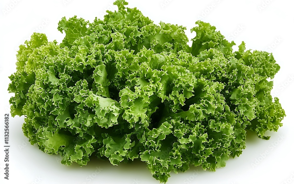 Fresh, green curly leaf lettuce isolated on white background. Fresh, green curly leaf lettuce isolated on white background.