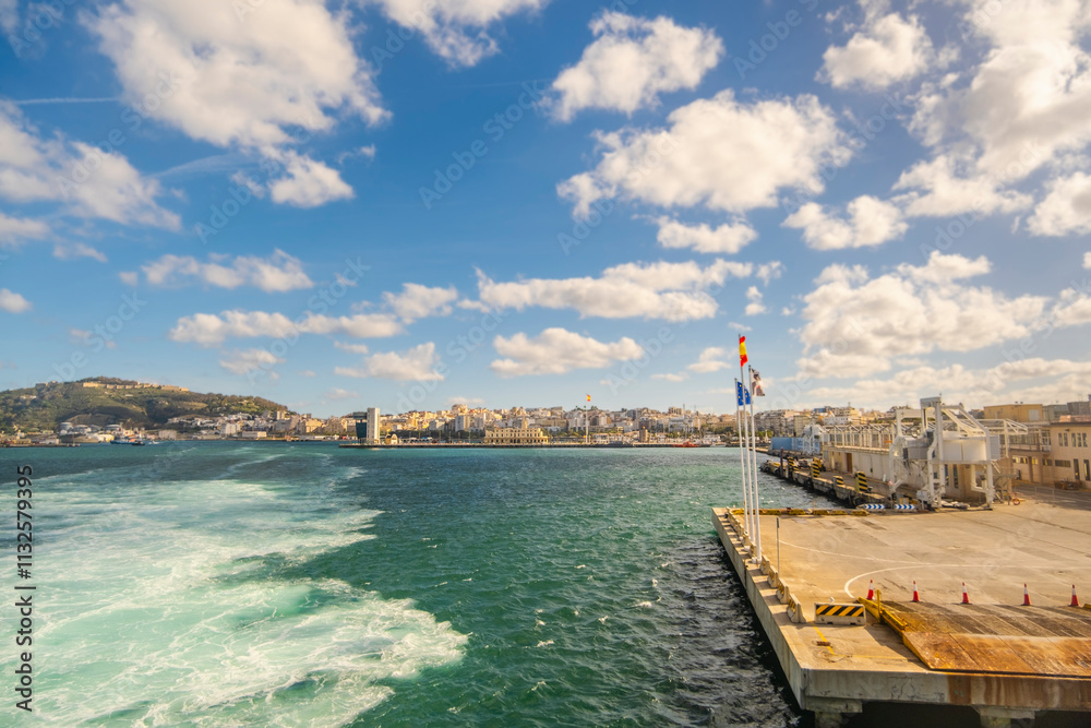 Beautiful view of architecture and coastline of Ceuta, Spain, North Africa
