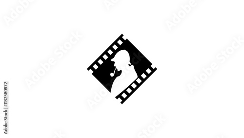 Mystery movie, black isolated silhouette