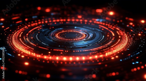 Wallpaper Mural Abstract Red and Blue Glowing Circular Interface: A mesmerizing futuristic design of a circular interface with glowing red and blue lights. Torontodigital.ca