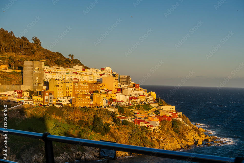 Moroccan-looking settlement in the hills of Ceuta, Spain, North Africa