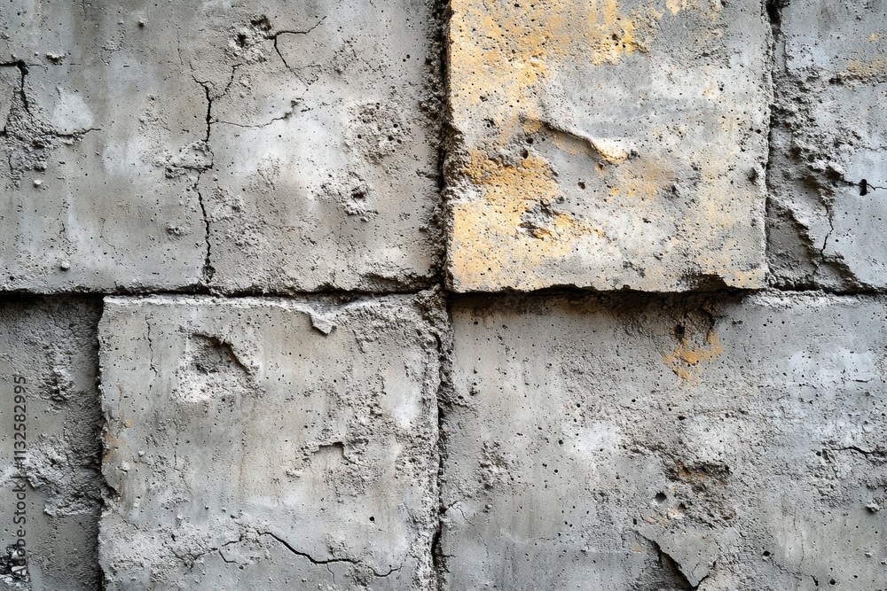 Fototapeta premium Texture of modern industrial concrete wall with cracks and patches of color