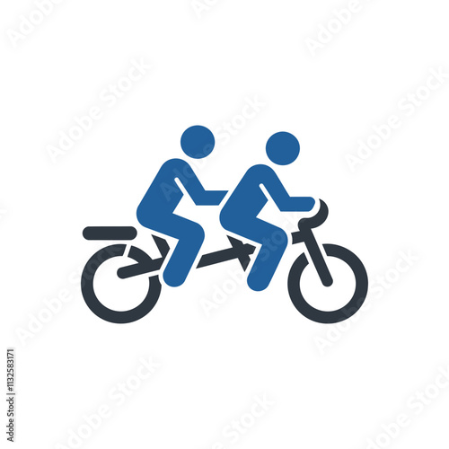 Tandem Bicycle Riding Icon