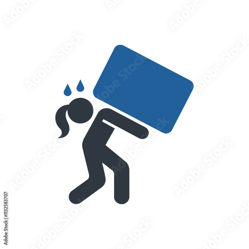 Woman Carrying Heavy Box Icon