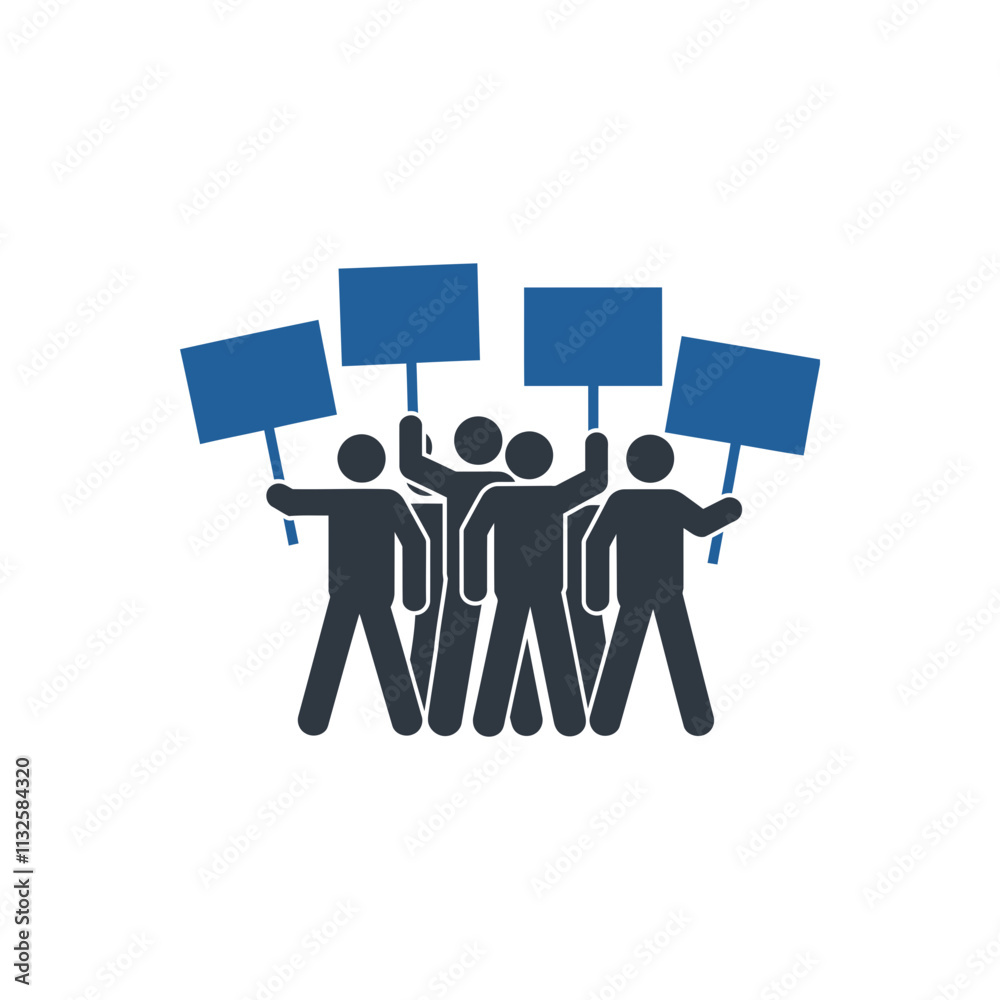 Fototapeta premium Group Protest Holding Signs Icon