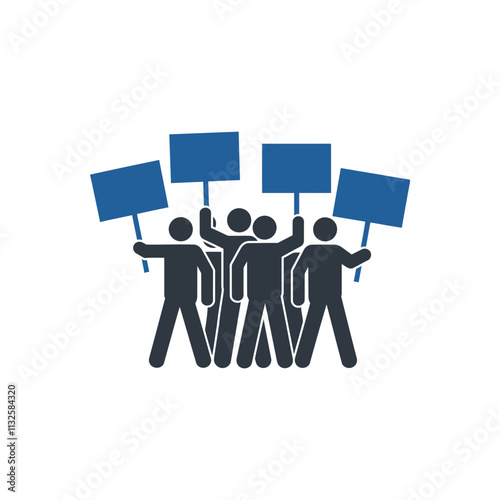 Group Protest Holding Signs Icon