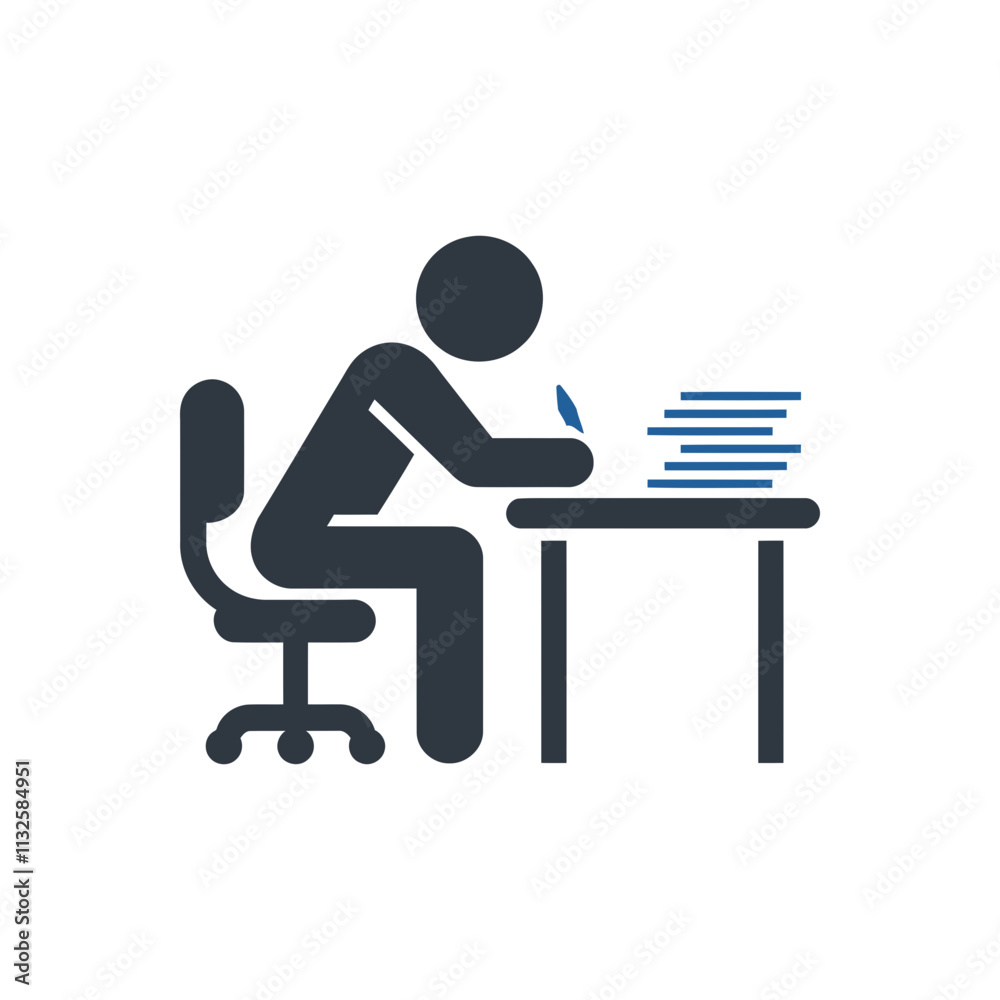 Fototapeta premium Office Worker Writing Icon