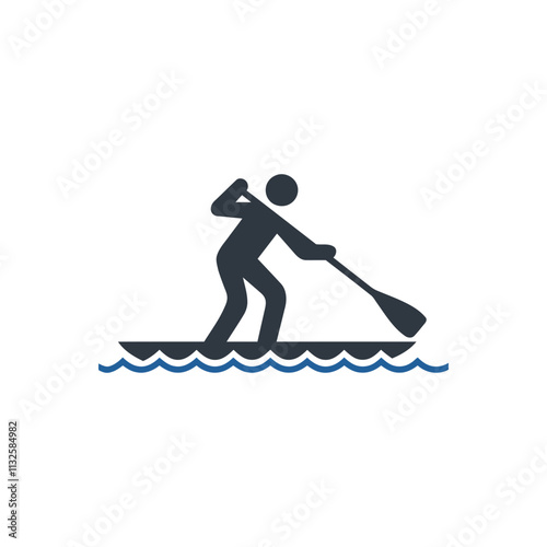 Person Paddle Boarding Water Icon