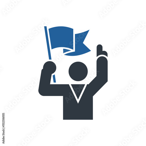 Winner Holding Flag Icon
