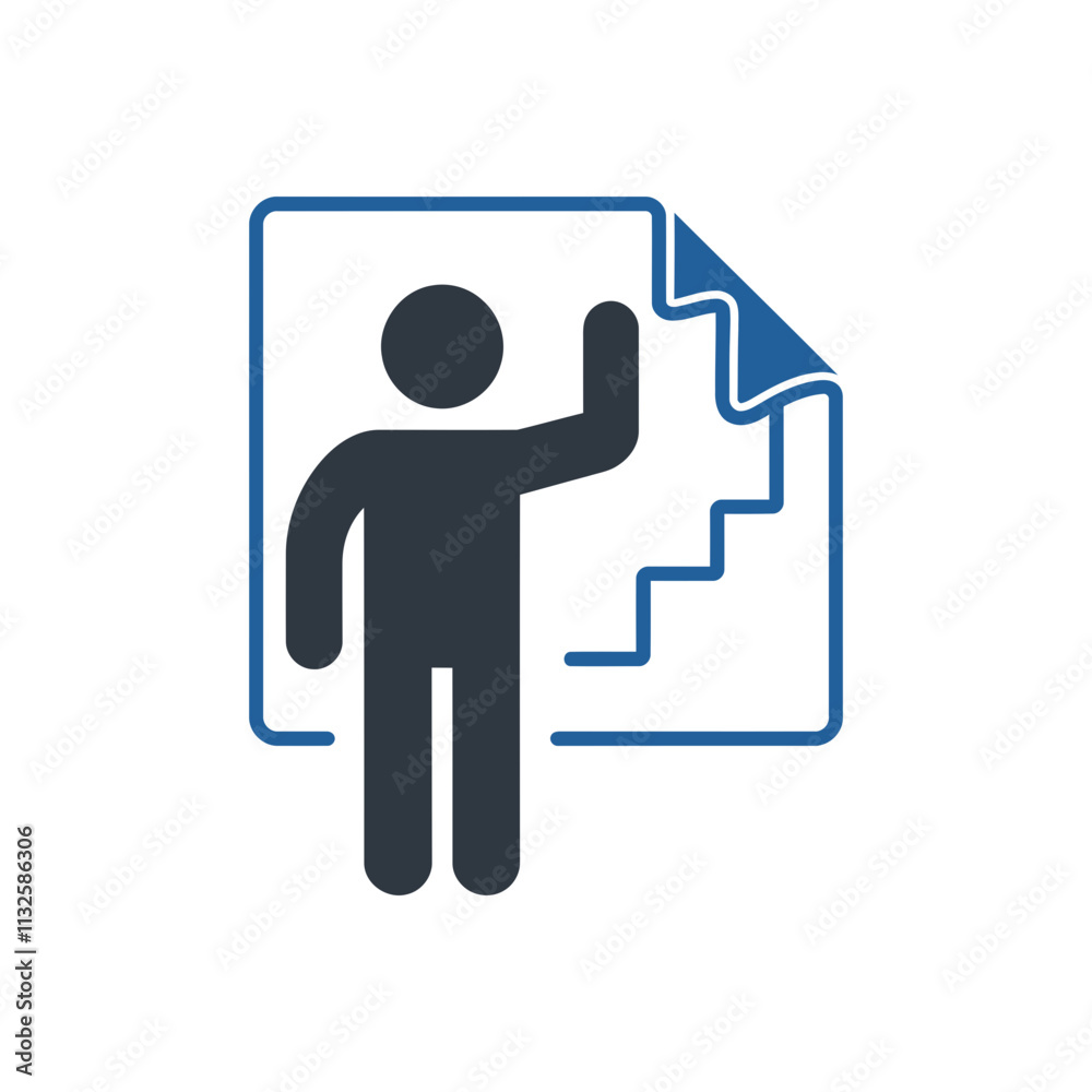 Person Standing With Steps Icon Person Standing With Steps Icon