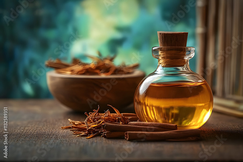 Sandalwood Elegance: Essence Oil for Ayurvedic Beauty Care. Generative AI