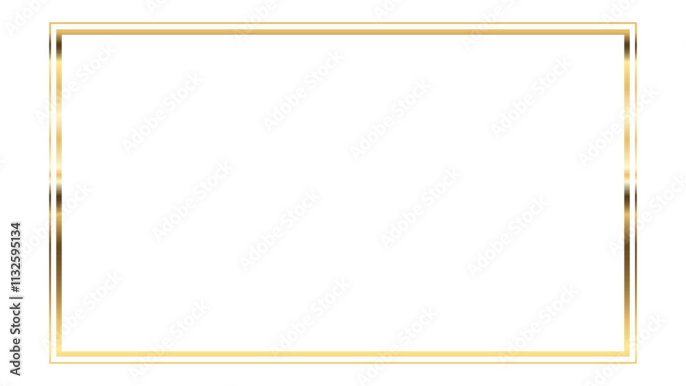 Golden thin frame . Gold geometric borders in art deco style. Thin linear premium and luxury rectangular shape collection. Yellow glowing shiny border, element Vector for photo, cadre, poster