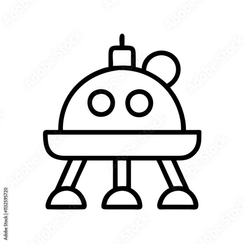 lunar lander icon, space day line art, space icon - simple black line art icon of lunar lander, symbolizing space day celebrations. space vector art.