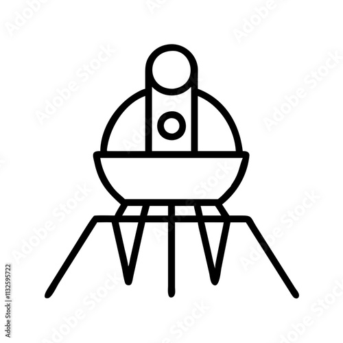 lunar lander icon, space day line art, space icon - simple black line art icon of lunar lander, symbolizing space day celebrations. space vector art.