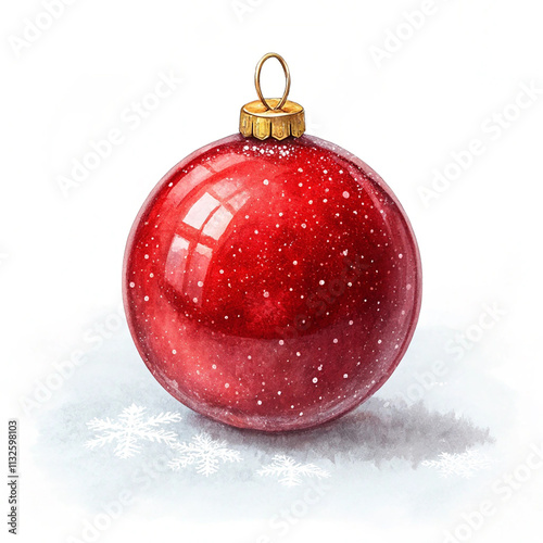 Matte red ball Christmas ornament in a white background,Christmas Ball, red bauble,