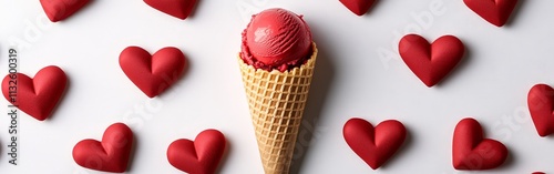 Waffle Cone with Red Hearts photo