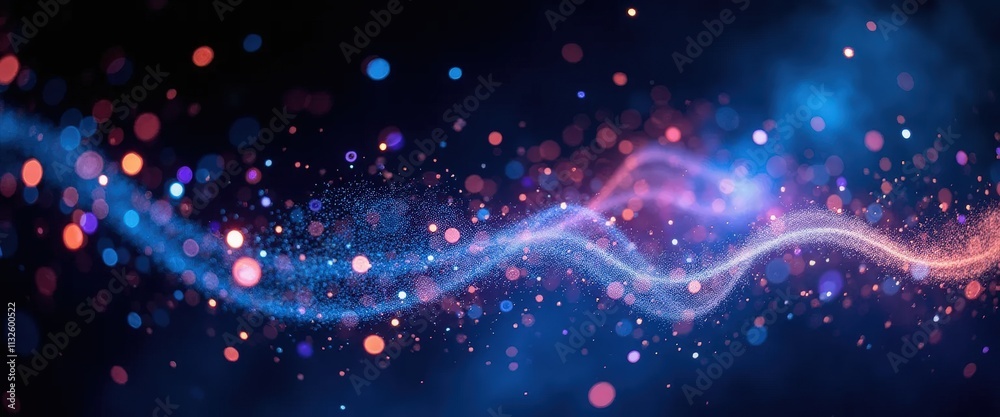 Fototapeta premium 光の波と輝く粒子の抽象的な背景: 未来的な雰囲気