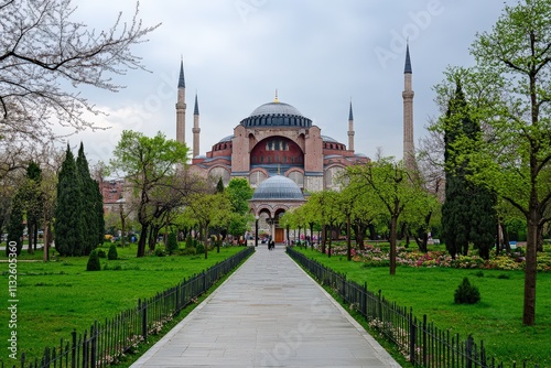 Hagia Sofia in Istanbul, Turkey. Iconic Mosque-Church-Museum with Ottoman Influence photo