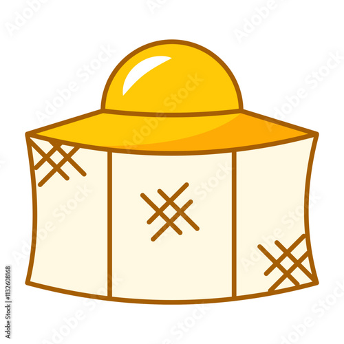 Beekeeper hat line icon vector isolated. Symbol of a hat for apiary worker. Protection from bee sting.