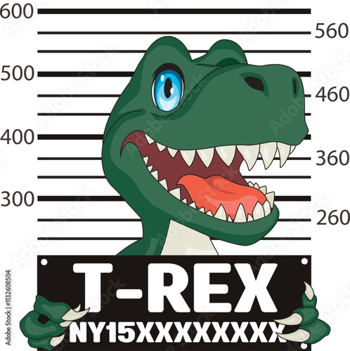 Dinosaur t rex prisoner number fifteen with police data board