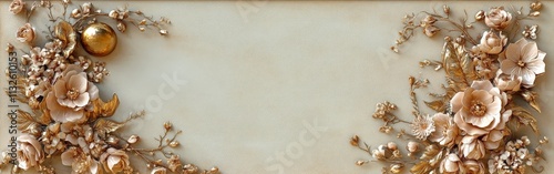 Intricate Vintage Page with Gold and Floral Design