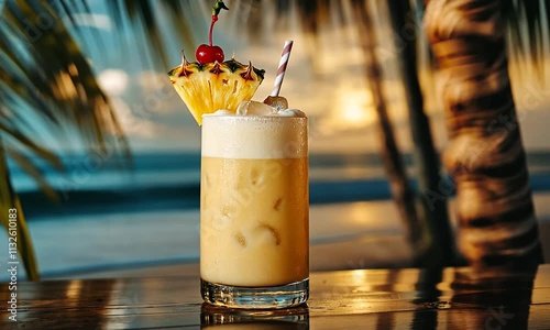 Pineapple Beach Cocktail: Tropical Sunset Delight photo